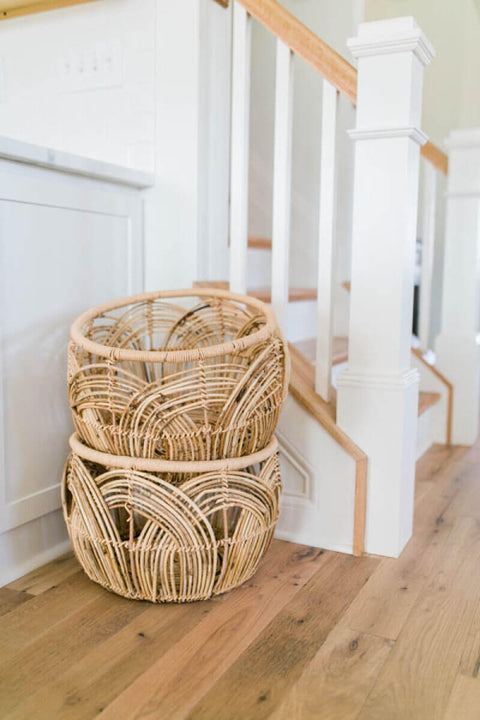 Baskets on hardwood flooring finished with Rubio Monocoat.