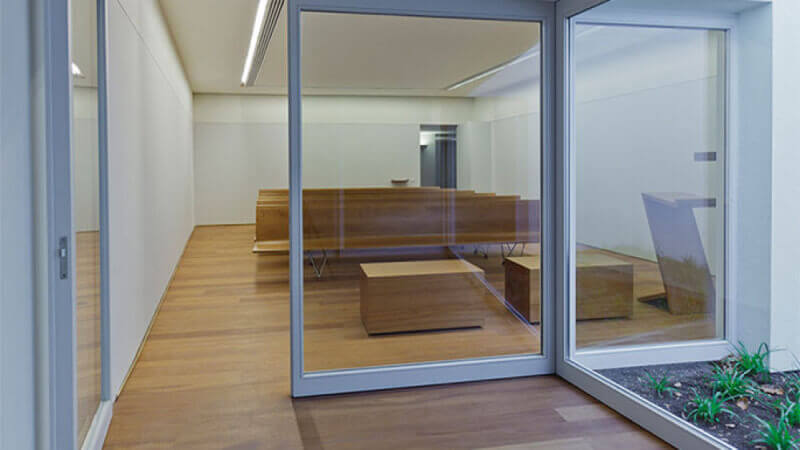 Looking into one of the rooms in the building.