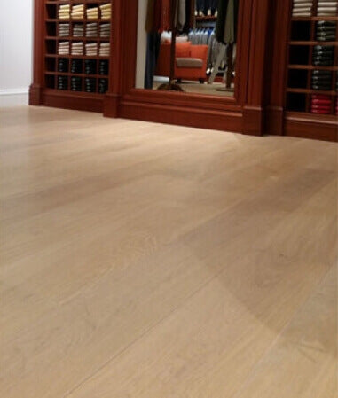 A natural hardwood flooring finish.
