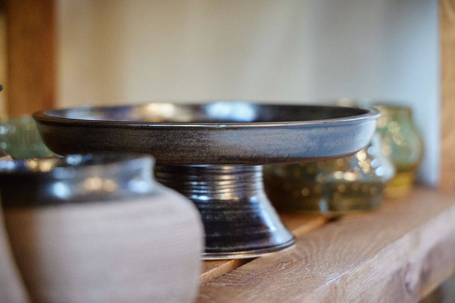 Rustic oak shelves made to look aged or old.