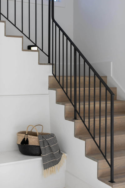 Oak stair treads and white flat modern design.