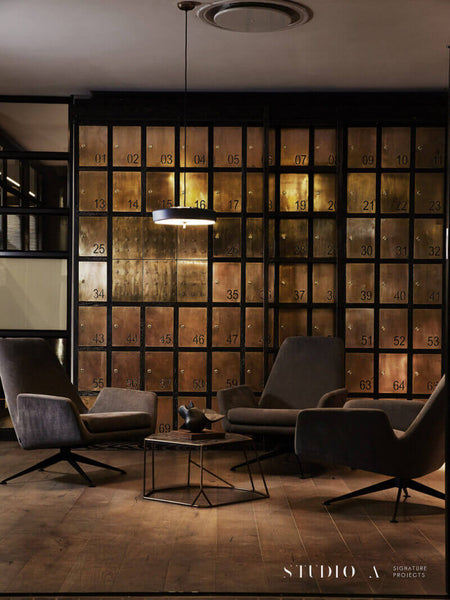 Lounge area at Mesh Club in South Africa features wooden floors finished with Rubio Monocoat Oil Plus 2C.