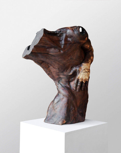Wooden sculpture of a torso finished with Rubio Monocoat.