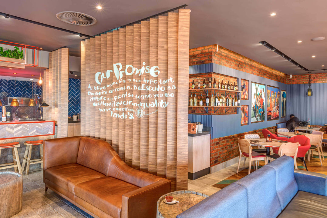 Nando's interior with hardwax oil wood finish.