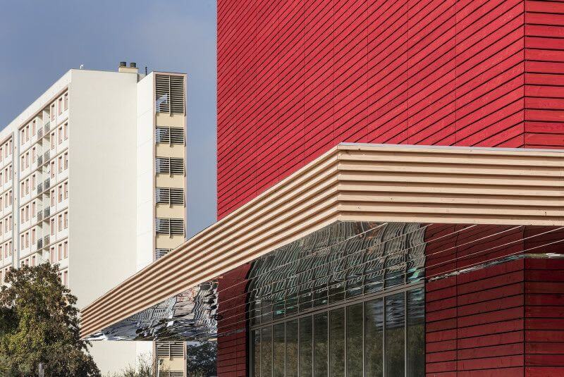 Wooden exterior of library in France finished with Rubio Monocoat.