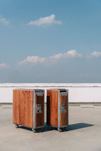 Two mahogany galley carts from Singapore Airlines