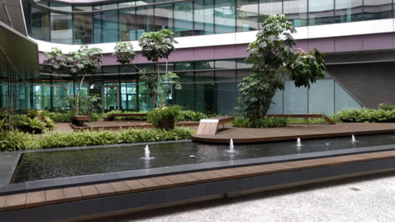 Ipe wood at university in Singapore finished with Rubio Monocoat.