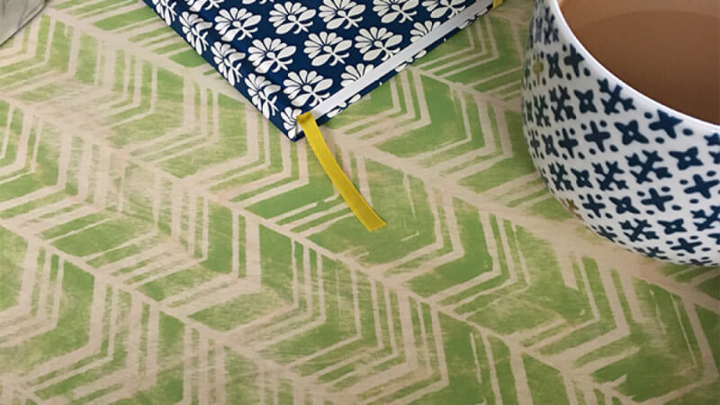 Close up shot of unique wooden couch tray finished with Rubio Monocoat.