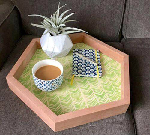 Beautiful wooden couch tray finished with Rubio Monocoat.