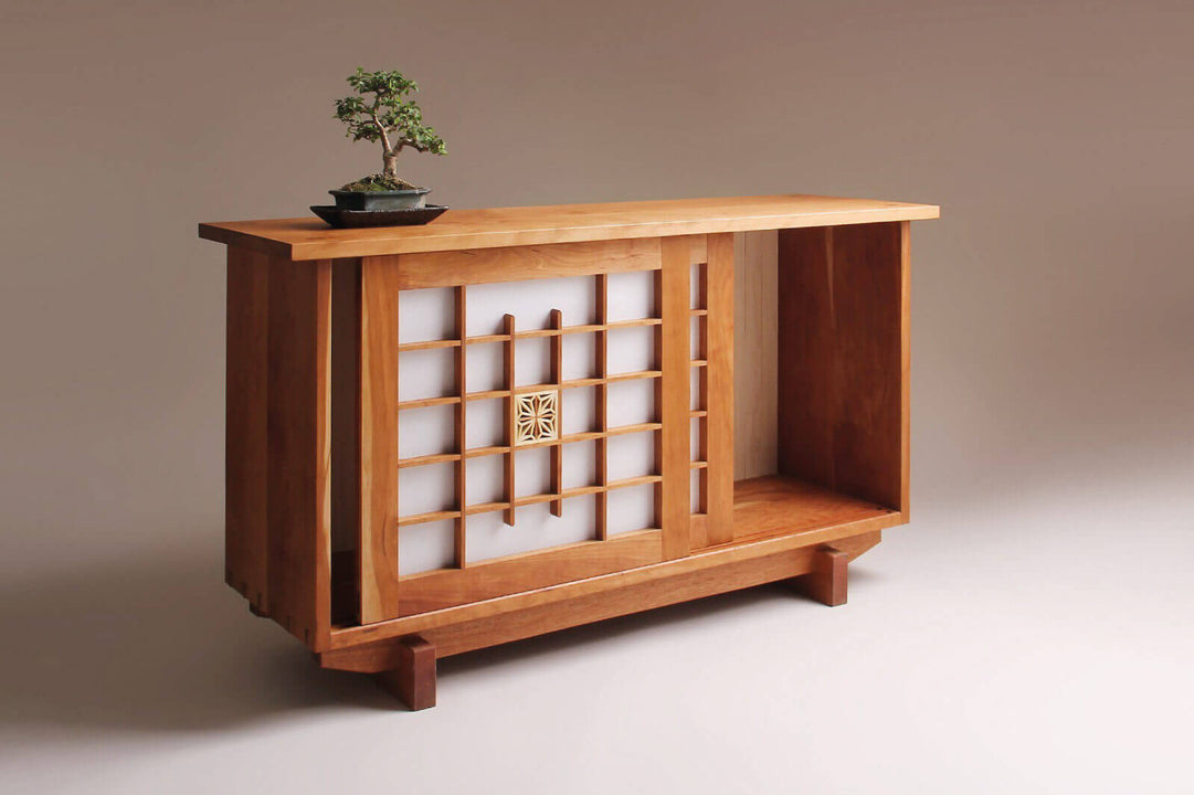 Rubio Monocoat hardwax oil wood finish on wood cabinet.