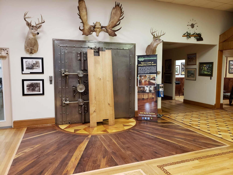 Flooring showroom with hardwood flooring finished with Rubio Monocoat floor finish.