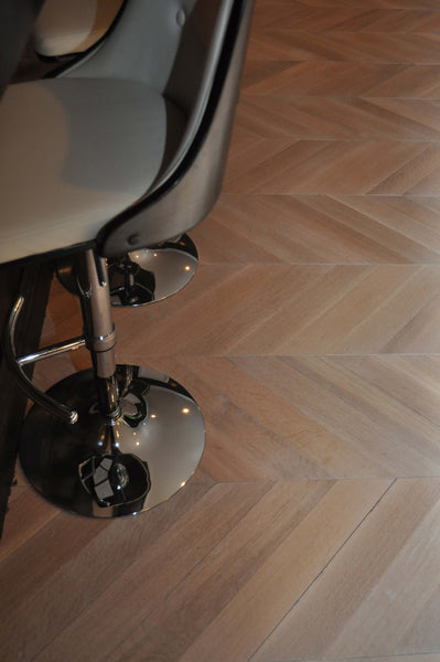 Details of chevron floor finished with Rubio Monocoat.