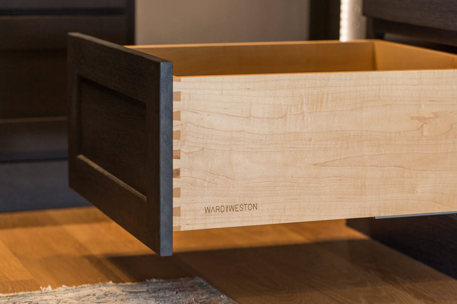 Dovetail drawers in a luxury close made from solid wood.
